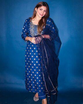 women printed straight kurta set