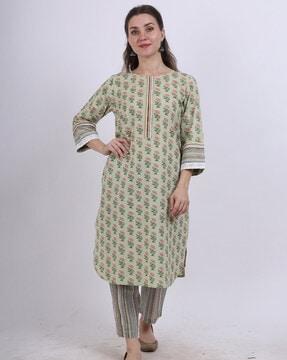 women printed straight kurta set