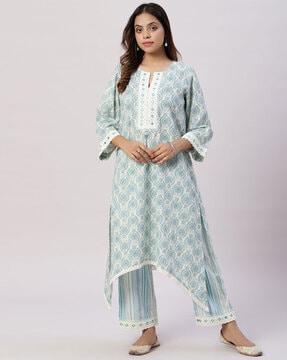 women printed straight kurta set