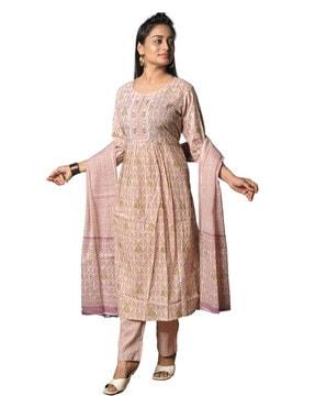 women printed straight kurta set