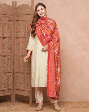 women printed straight kurta set