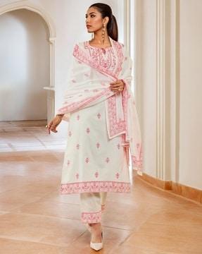 women printed straight kurta set