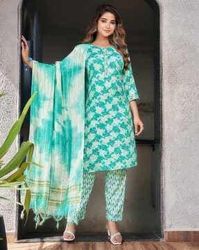 women printed straight kurta set