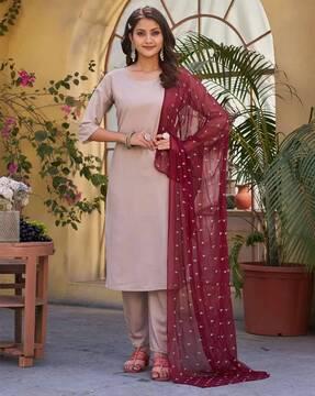 women printed straight kurta set