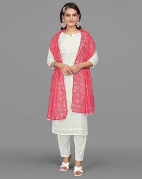 women printed straight kurta set