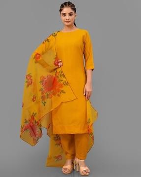 women printed straight kurta set