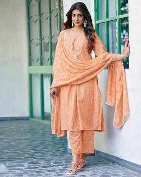 women printed straight kurta set