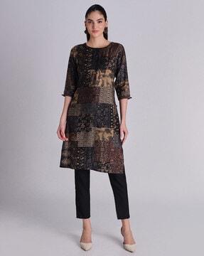 women printed straight kurta set