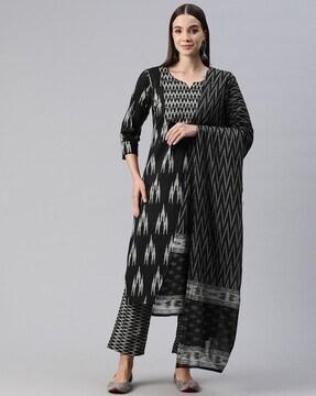 women printed straight kurta set