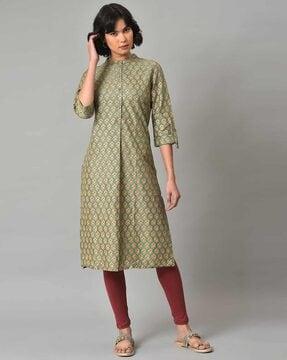 women printed straight kurta set