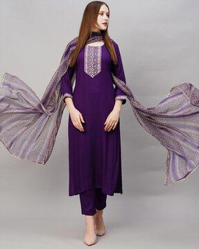 women printed straight kurta set