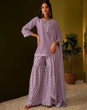 women printed straight kurta suit set