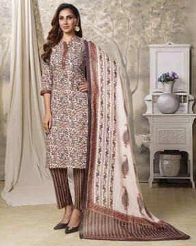 women printed straight kurta suit set