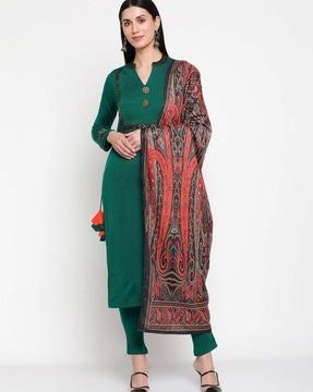 women printed straight kurta with pants & dupatta