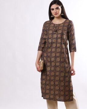 women printed straight kurta