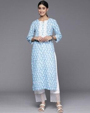 women printed straight kurta