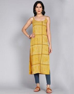 women printed straight kurta