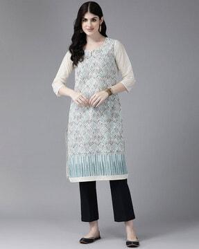 women printed straight kurta