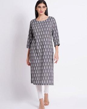 women printed straight kurta