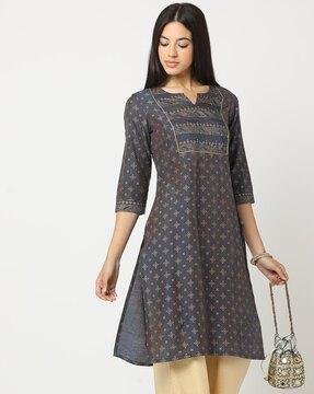 women printed straight kurta