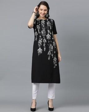 women printed straight kurta