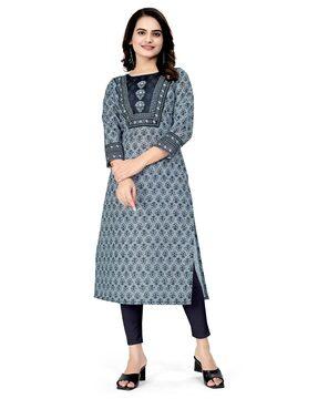 women printed straight kurta