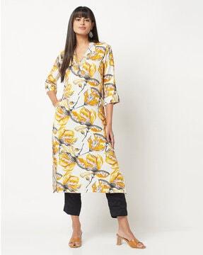 women printed straight kurta