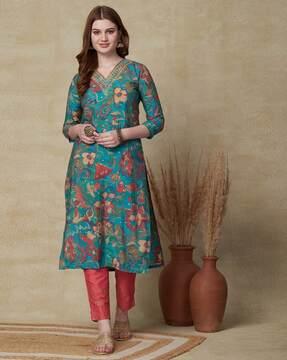 women printed straight kurta