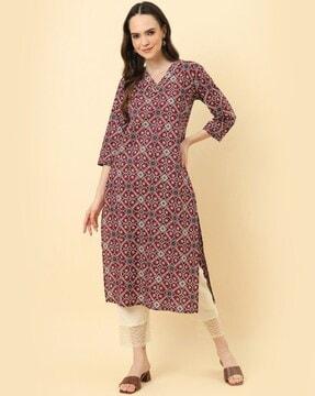 women printed straight kurta