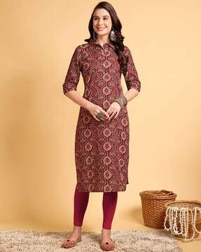 women printed straight kurta