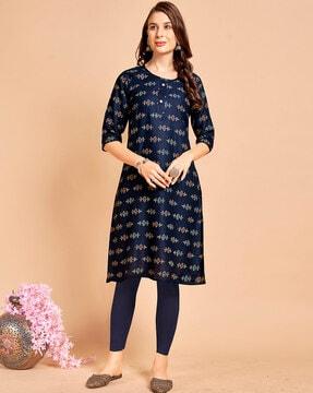 women printed straight kurta