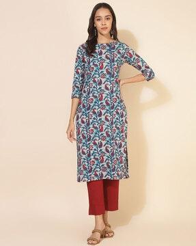 women printed straight kurta