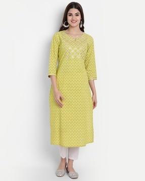 women printed straight kurta