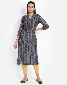 women printed straight kurta