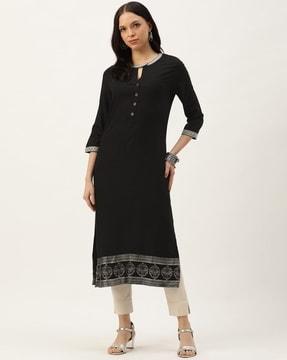 women printed straight kurta