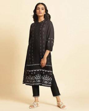 women printed straight kurta