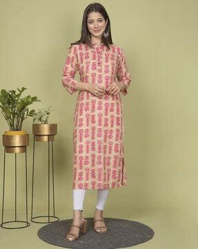 women printed straight kurta