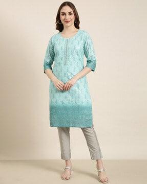 women printed straight kurta