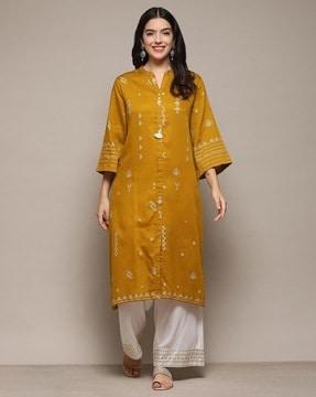 women printed straight kurta