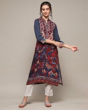 women printed straight kurta