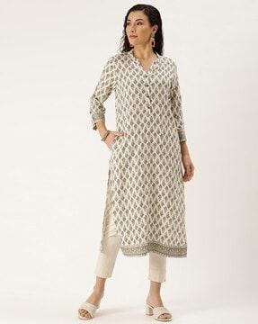 women printed straight kurta