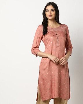 women printed straight kurta