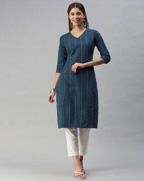 women printed straight kurta