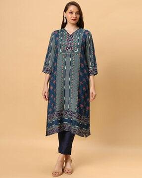 women printed straight kurta