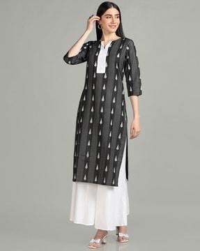 women printed straight kurta