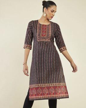 women printed straight kurta