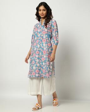 women printed straight kurta