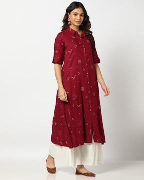 women printed straight kurta