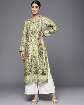 women printed straight kurta