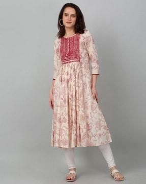 women printed straight kurta